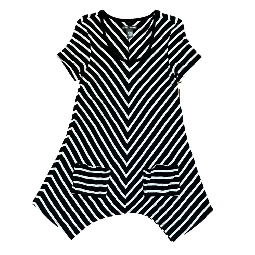 Chelsea & Theodore handkerchief hem dress - black and white